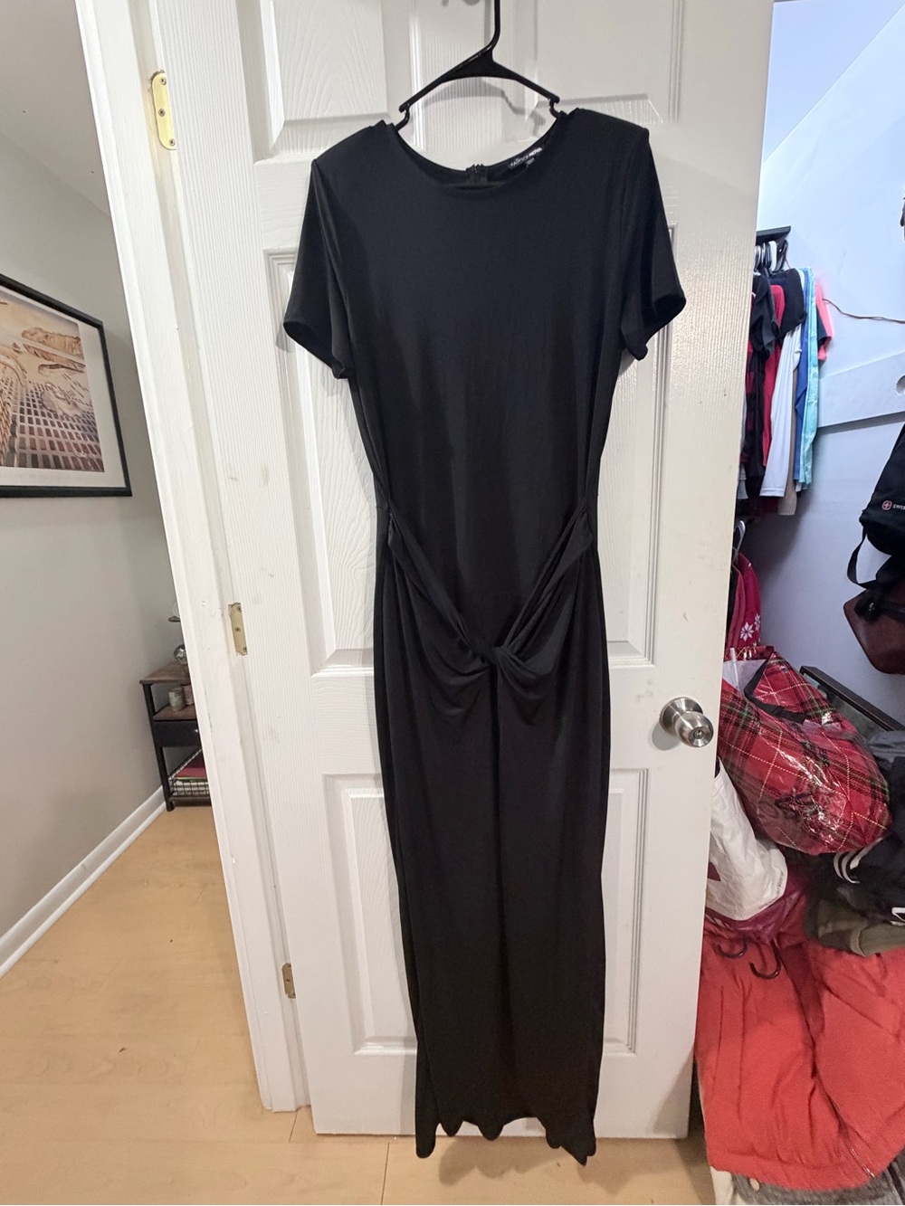 Fashion Nova Black Twist Front Maxi Dress Size 2X Short Sleeve
